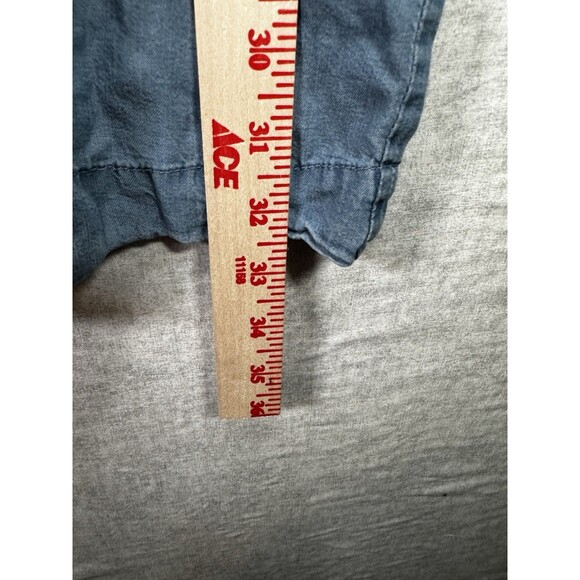 GF Collection Women's Blue Chambray Shift Dress Cap Sleeve Button Front Size 2 - Picture 5 of 7